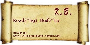 Kozányi Beáta névjegykártya
