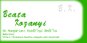 beata kozanyi business card
